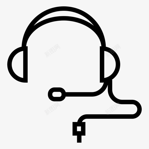 耳机音频设备带麦克风的耳机图标svg_新图网 https://ixintu.com 图标 电脑硬件 线路 耳机 设备 音频 麦克风