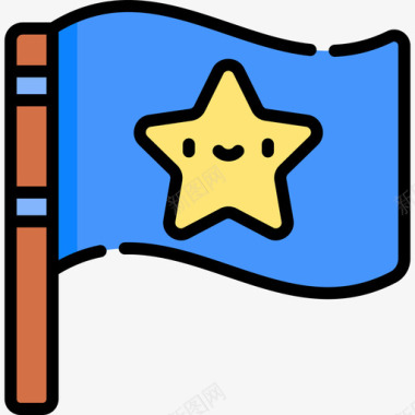 旗帜奖章和徽章4线颜色图标图标