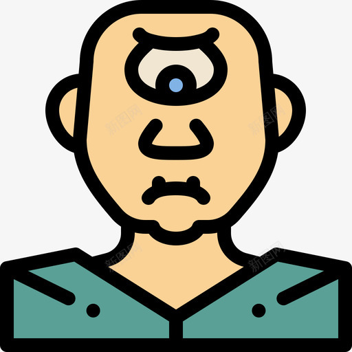 独眼巨人神话2直线颜色图标svg_新图网 https://ixintu.com 巨人 独眼 直线 神话 颜色