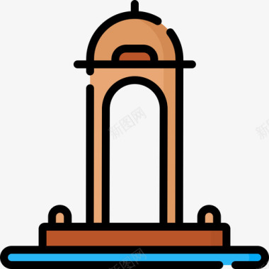 天蓬印度共和国第2天线性颜色图标图标