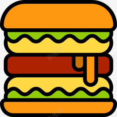 汉堡街头食品原色图标图标