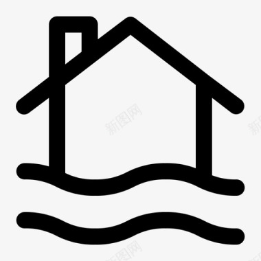 洪水房屋保险图标图标