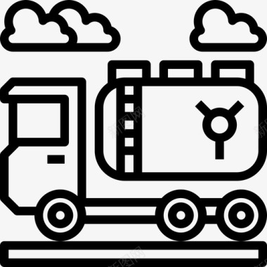 油罐车重型和电力工业直线图标图标