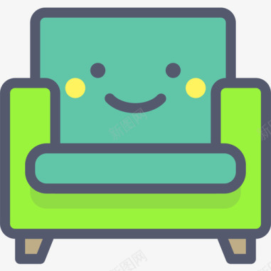 扶手椅家用19线性颜色图标图标