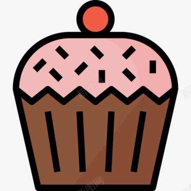 纸杯蛋糕快餐54线性颜色图标图标