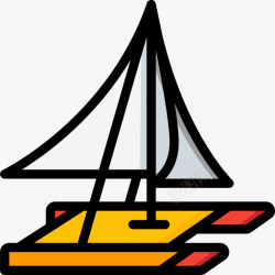 双体船双体船冒险运动16线性颜色图标高清图片