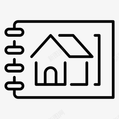 房屋素描建筑图标图标