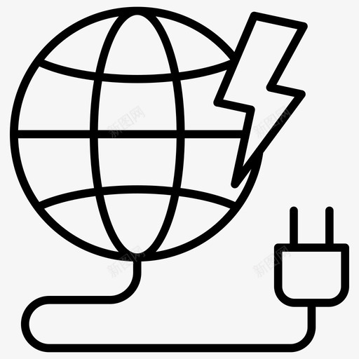 全球能源全球光全球电力图标svg_新图网 https://ixintu.com 全球光 全球电力 全球电力供应 全球能源 清洁能源线图标