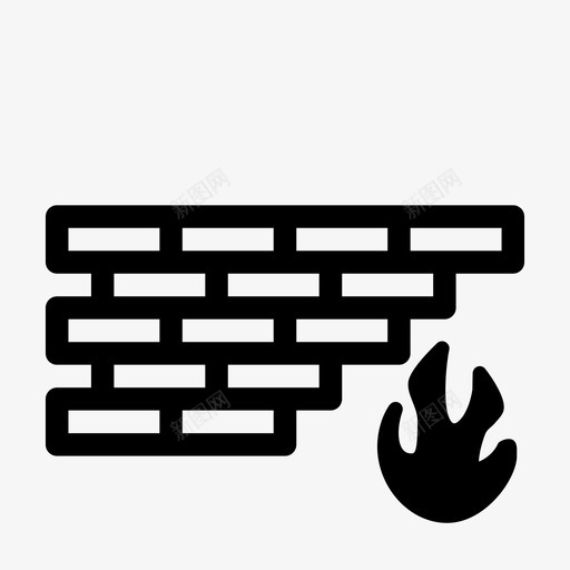 砖墙与火砖墙烧图标svg_新图网 https://ixintu.com 救援 消防 烧 砖墙 砖墙与火