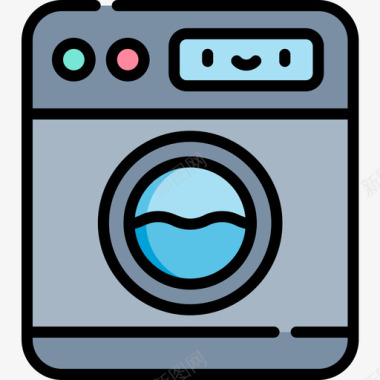 洗衣机智能家居35线性颜色图标图标