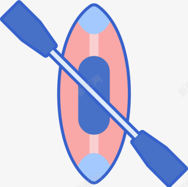 独木舟露营125线性颜色图标图标