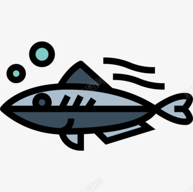 鲭鱼海鲜3原色图标图标