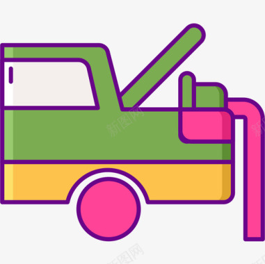 行李箱洗车3线性颜色图标图标