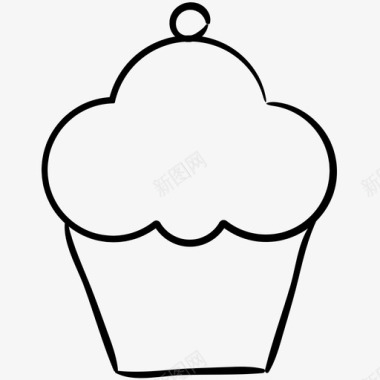 纸杯蛋糕食物手绘图标图标