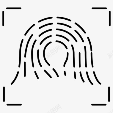 指纹扫描仪扫描指纹安全虚线图标图标