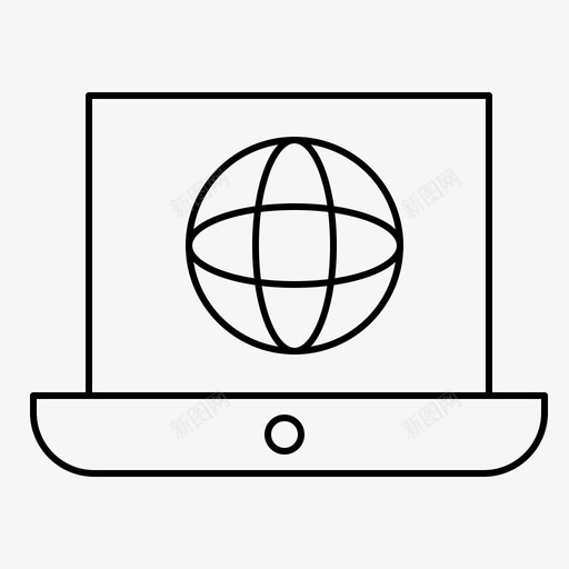 笔记本电脑地球仪互联网图标svg_新图网 https://ixintu.com 世界 互联网 地球仪 技术 技术支持细线 笔记本电脑