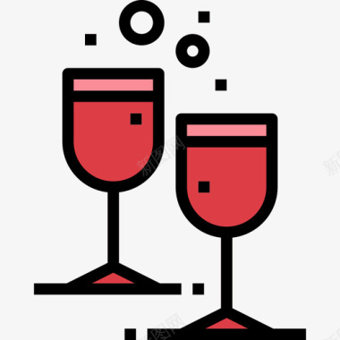 葡萄酒爵士乐3线性颜色图标图标
