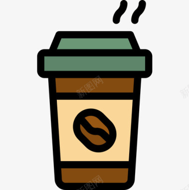 咖啡杯饮料13线性颜色图标图标