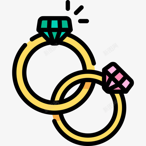 结婚戒指情人节69线性颜色图标svg_新图网 https://ixintu.com 情人节 戒指 线性 结婚 颜色