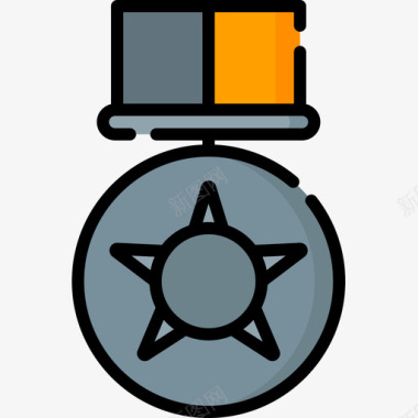 奖章印度共和国第二天直线颜色图标图标