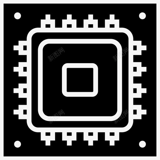 微处理器中央处理器计算机芯片图标svg_新图网 https://ixintu.com cpu 中央处理器 微处理器 微芯片 计算机硬件字形图标 计算机芯片