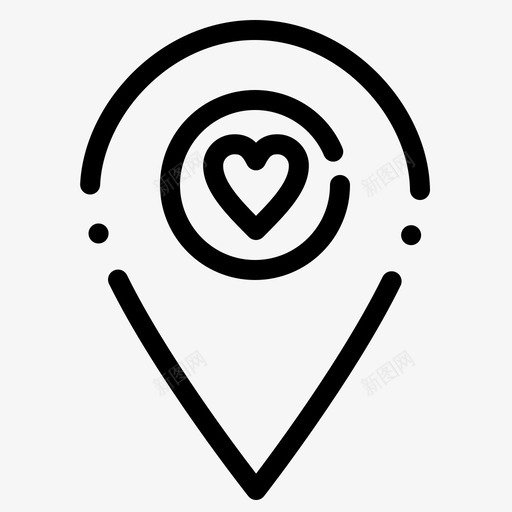 心脏位置地图图标svg_新图网 https://ixintu.com 位置 地图 心脏 指针 虚线
