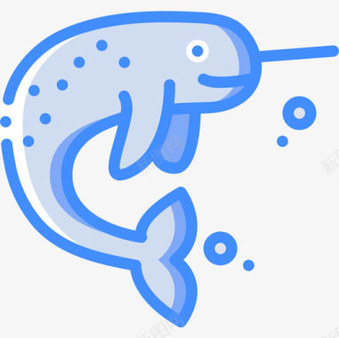 独角鲸海洋生物蓝色图标图标