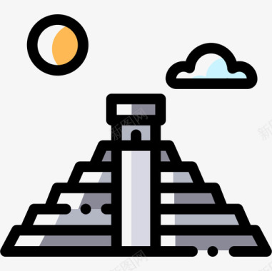 玛雅金字塔历史9颜色省略图标图标