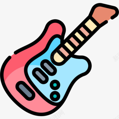 吉他名声18线性颜色图标图标