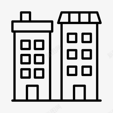 建筑物市场城镇图标图标