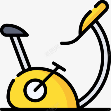 固定自行车健身46线性颜色图标图标