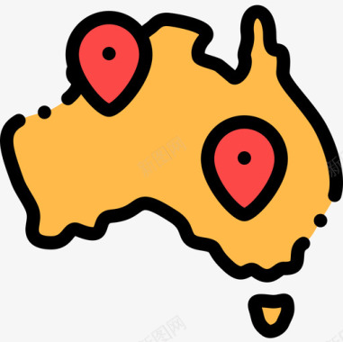 地理位置澳大利亚19线性颜色图标图标