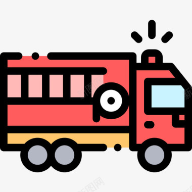 消防车车辆和运输工具8线型颜色图标图标