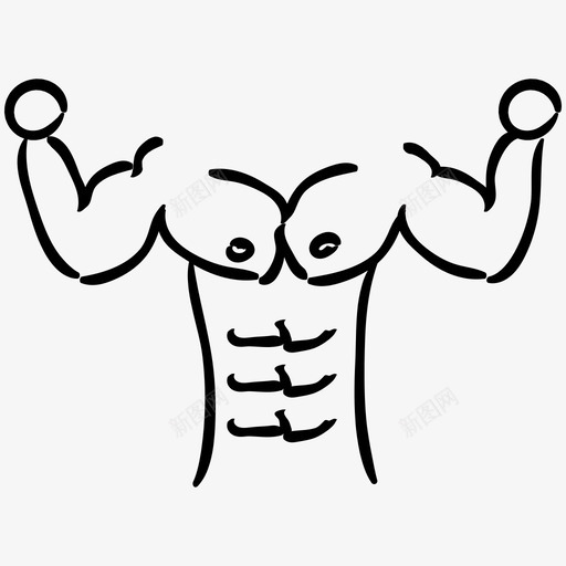 训练腹肌健身图标svg_新图网 https://ixintu.com 举重 健身 健身手绘图标 肌肉 腹肌 训练