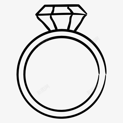 戒指钻戒婚礼手绘图标svg_新图网 https://ixintu.com 婚礼手绘图标 戒指 戒指素描 钻戒