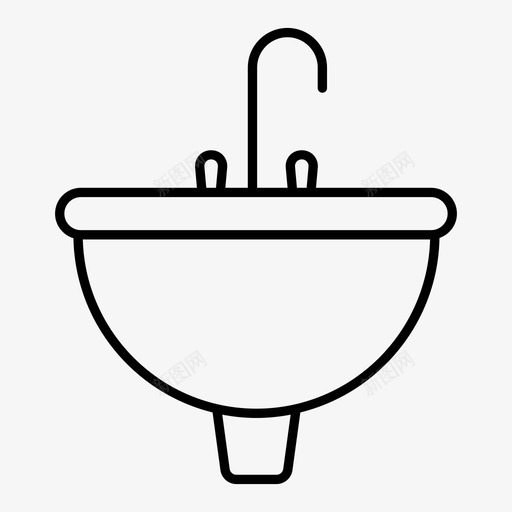 水槽浴室水龙头图标svg_新图网 https://ixintu.com 健康健身线图标 水槽 水龙头 浴室