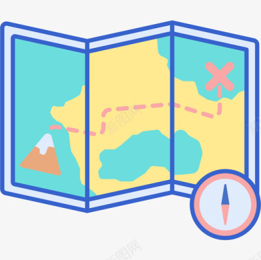 地图露营125线性颜色图标图标