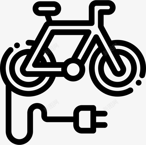 电动自行车可持续能源2线性图标svg_新图网 https://ixintu.com 持续 电动 线性 能源 自行车