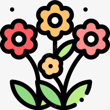 花幸福15线性颜色图标图标