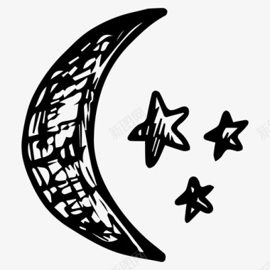 月亮和星星夜晚睡眠图标图标