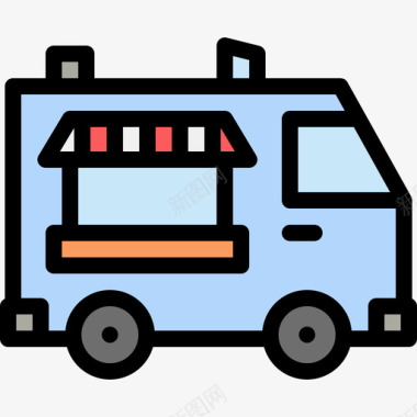 食品车公共服务线性颜色图标图标