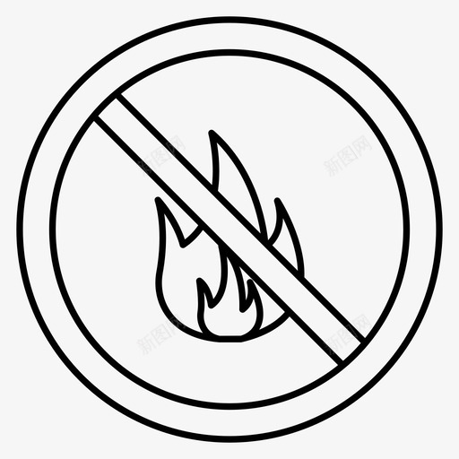 不允许燃烧着火图标svg_新图网 https://ixintu.com 不允许 受限 消防员线路图标 火焰 燃烧 着火