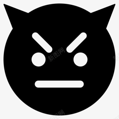 愤怒的恶魔脸愤怒的脸表情符号图标图标