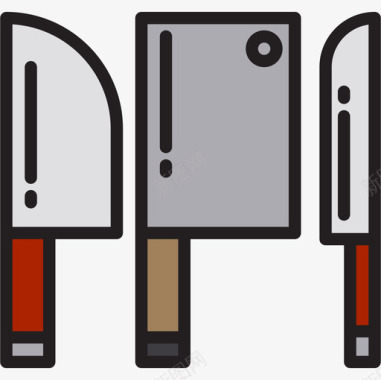刀厨房65线性颜色图标图标