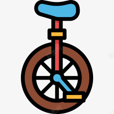 独轮车游乐园32线性颜色图标图标
