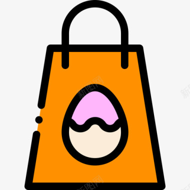 购物袋复活节9线性颜色图标图标