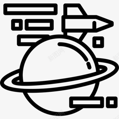 土星太空与宇宙3直线型图标图标