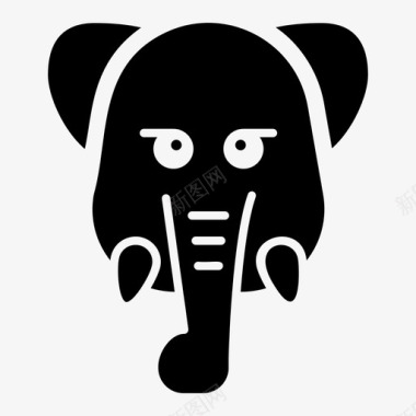 大象脸大象头表情符号图标图标