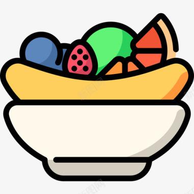 水果沙拉纯素食品4原色图标图标