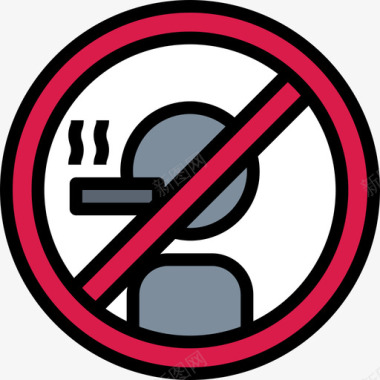 禁止吸烟健身馆3线性颜色图标图标